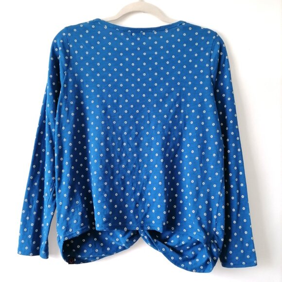 Us Polo Assn. Womens Blue Round Neck Twisted Hem Micro Floral Blouse Size S - Picture 4 of 6